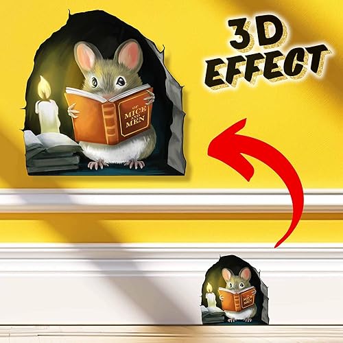 Miniatura 2 de Mouse Reading Book, Wall Decor Sticker Decal, Kids Room, Classroom, Home, Bedroom, Bookcase, Book Lover, of Mice and Men, Children, Adorable