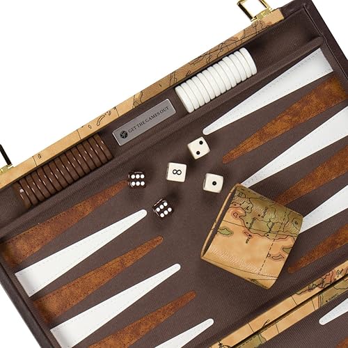 Miniatura 34 de Get The Games Out - Juego de backgammon para adultos, maletín de juego de mesa clásico de tamaño de viaje pequeño, incluye guía de estrategias y 15