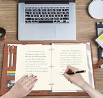 Wonderpool A4 Leather Portfolio Holder Ring File Document Case with Removable Binder Clipboard, Multi Pocket and Legal Pad for Business Organizer Interview and Meeting (Brown)