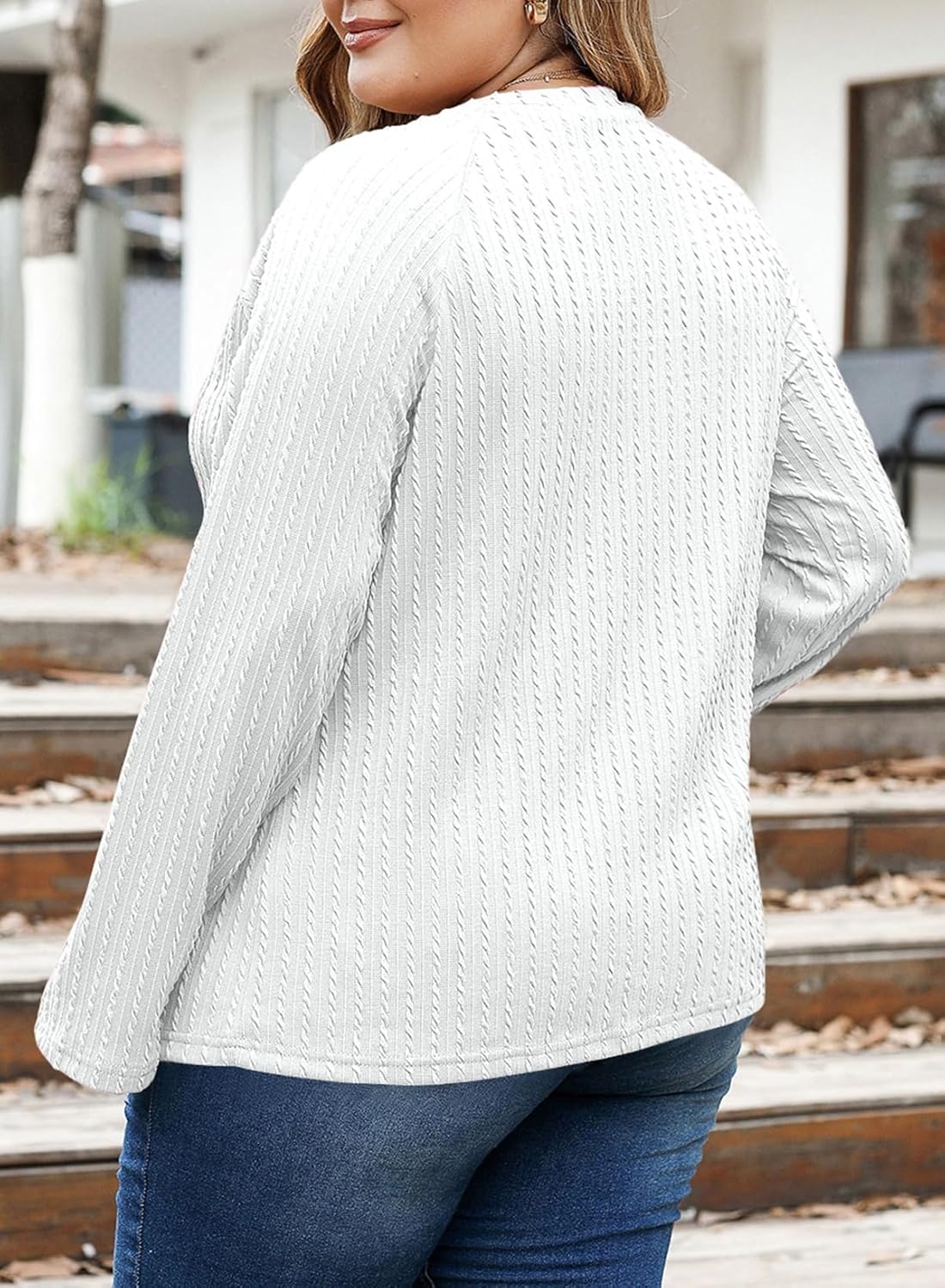 Eytino Plus Size Tops for Women Long Sleeve Crewneck Loose Casual 2026 Fall Fashion Knit Basic Tee(1X-5X) - Image 2