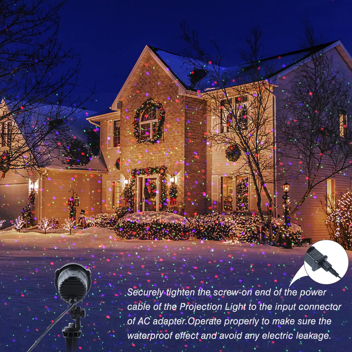 MHAZDZE LED Projektionslampe, IP65 wasserdicht, mit Fernbedienung, Outdoor Gartenprojektor, geeignet für den Außenbereich, Wanddekoration, Weihnachten, Partylicht