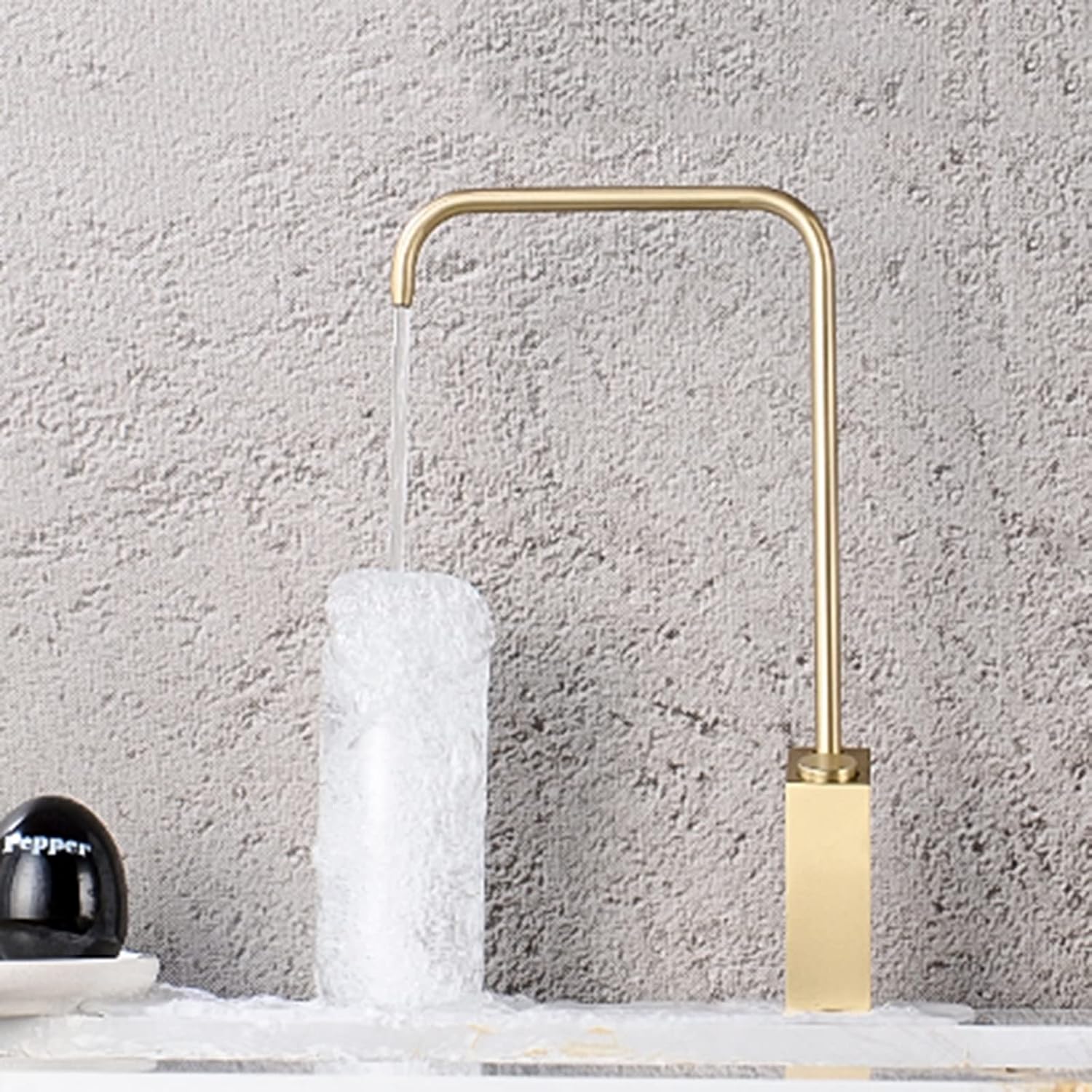 Kitchen Faucet, 360 Water Filter Single Cold Filtered Hole,White(Gold)
