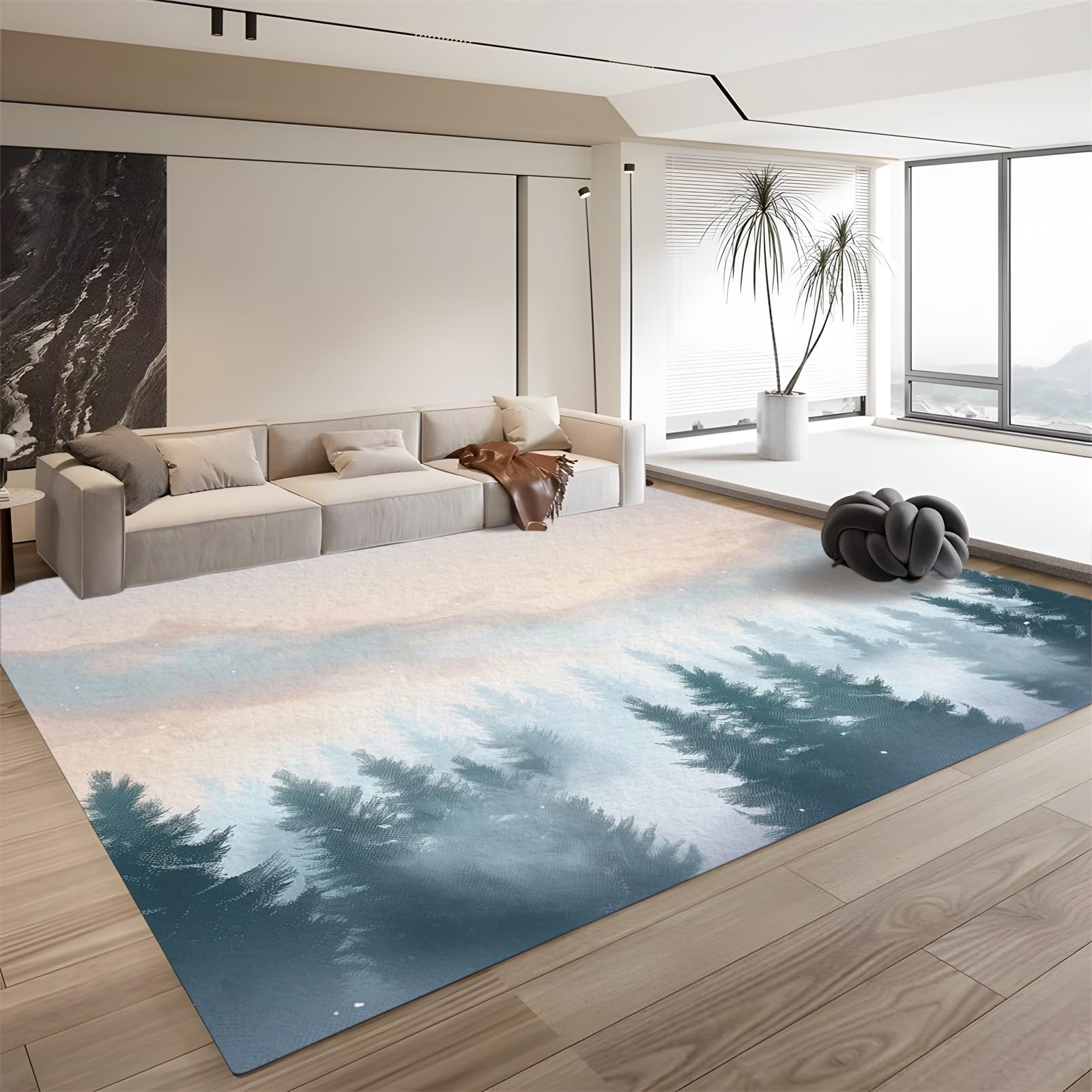Dywan z motywem lasu cedrowego - miękki antypoślizgowy dywan mata podłogowa do salonu, biura, sypialni, jadalni, dywany dekoracyjne - 120 cm x 180 cm dywany
