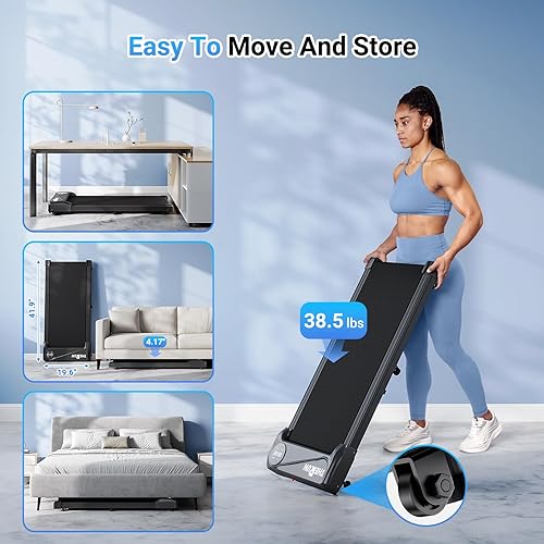 Miniatura 7 de THERUN Walking Pad Treadmill Under Desk, Portable Mini Treadmill for Home/Office, Walking Pad Machine with 2.5HP and 265 lbs Weight Capacity Remote