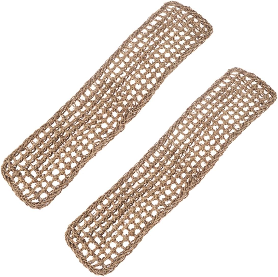 POPETPOP 2Pcs Reptile Hammock Beds Handwoven Seagrass Loungers for Lizards Bearded Dragons Compact Hanging Basking Pads for Terrarium Pets