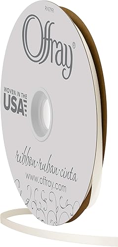 Miniatura 2 de Offray Cinta doble faz de satén, carrete de 78 pulgadas de ancho x 20 yardas, color blanco envejecido
