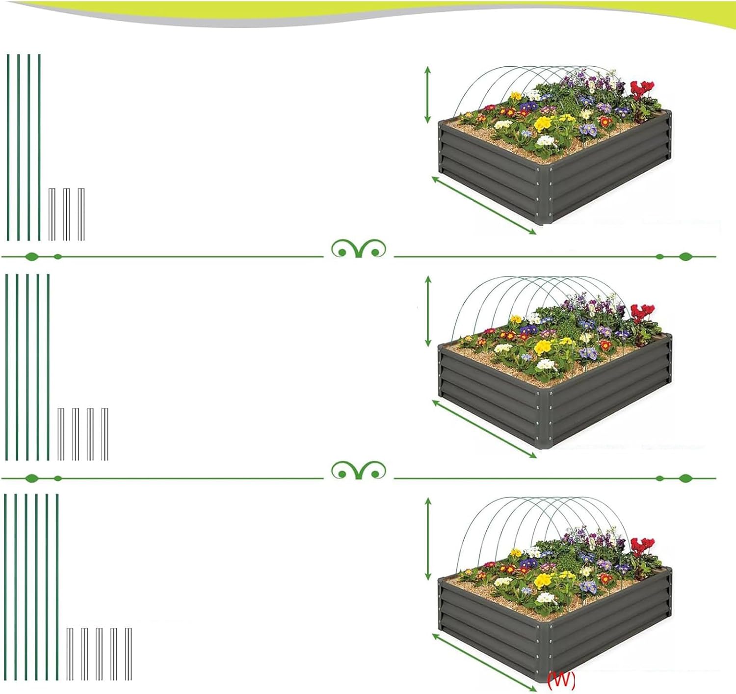 Garden Hoop Growing Tunnel Greenhouse Hoop Frame for Garden Nettings Raised Beds Fiberglass Plant Plant Cage
