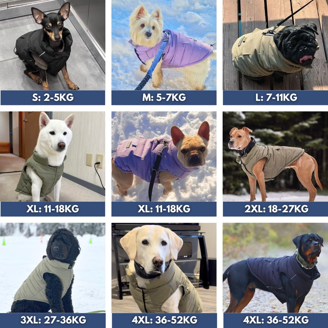 Spark Paws Dog Winter Jacket, Water-Resistant Coat, Warm Reflective Windproof Fleece-Interior, For Medium and Large Dog- Olive - M - Image 3