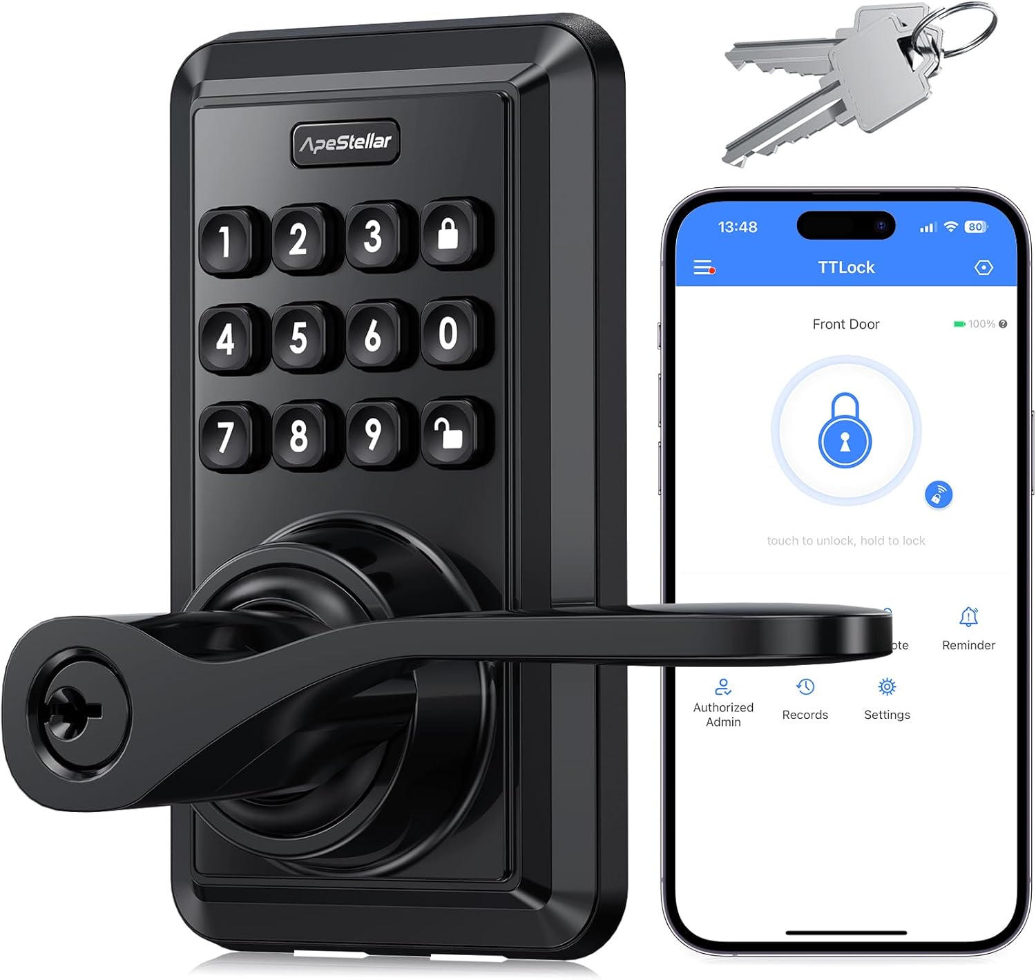 Smart Wi-Fi Door Lock with Handle - Keyless Entry Door Lock for Front Door - Door Lever with Code - APP Remote Control - No Hub Required - Auto Lock - Easy Installation-Matte Black