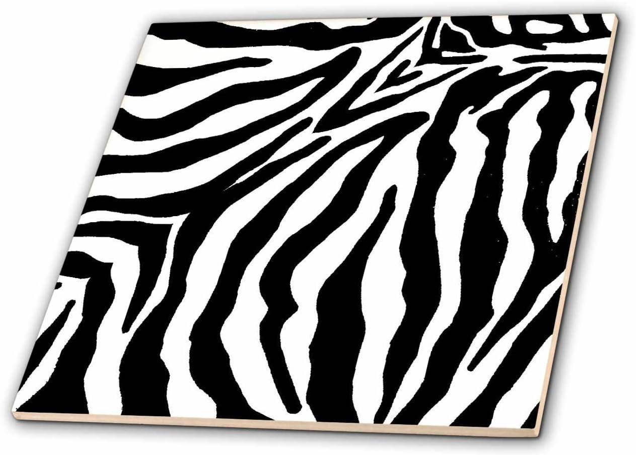 3dRose ct_25741_4 Black and White Zebra Print Ii-Ceramic Tile, 12-Inch