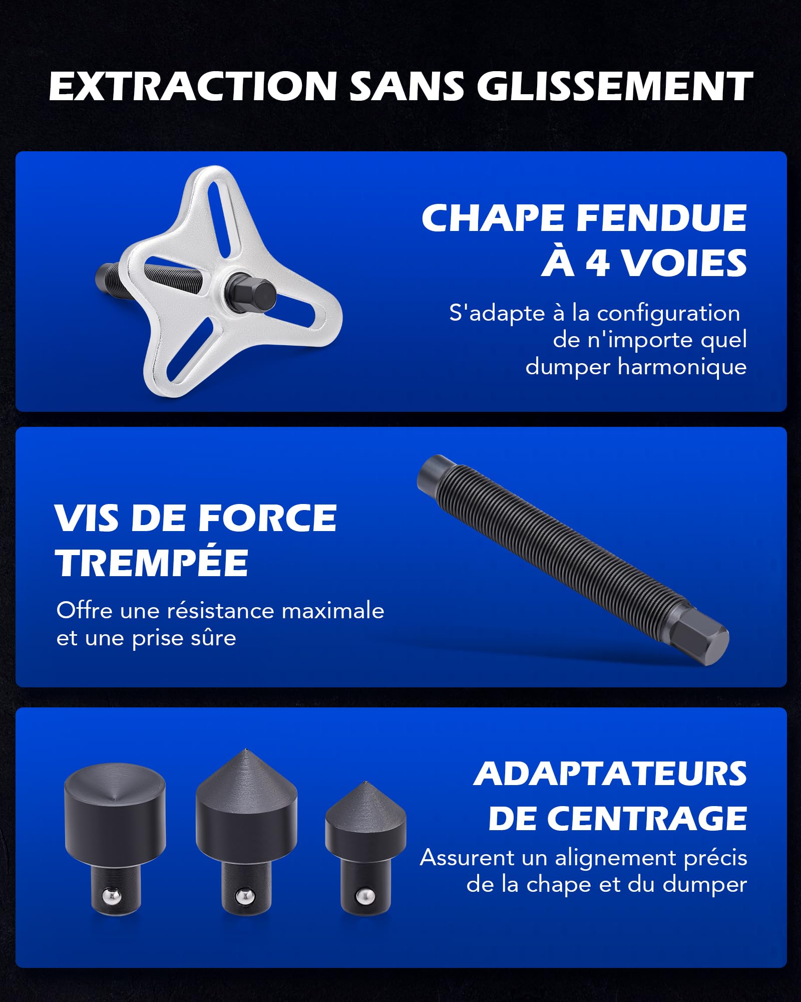 Orion Motor Tech Arrache Volant Magnétique 49 Pièces, Kit d'Arrache Volant pour Équilibreur Harmonique, Volant Moteur et Poulie de Vilebrequin, Extracteur de Poulie Universel