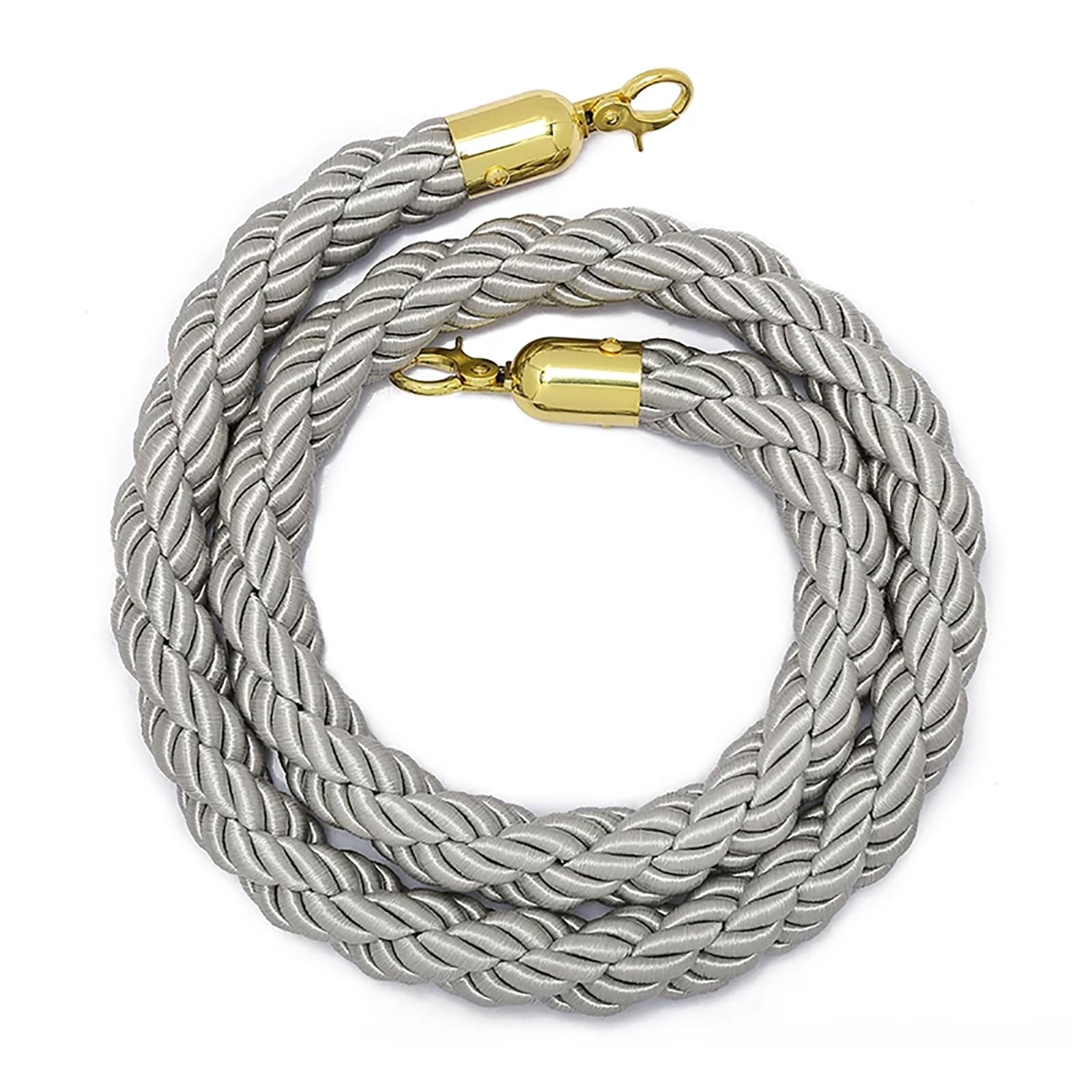 ZJKXJH Twisted Stanchion Rope, Black Crowd Control Queue Barrier Rope with Gold Hooks, Divider Rope for Hotel, Airport, Bank, Exhibition(Gray,1.2m/47.2in)