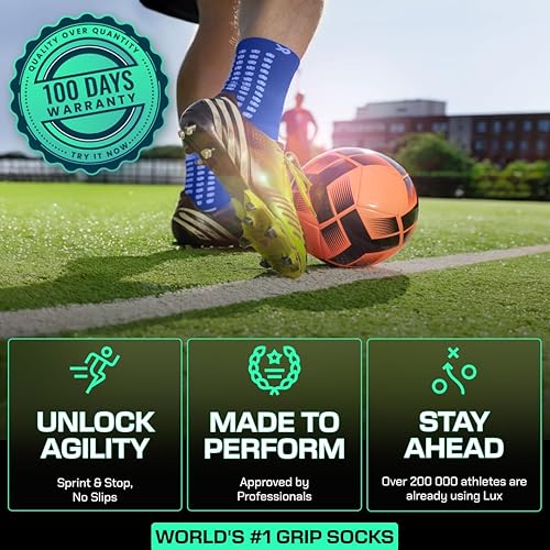 Miniatura 3 de Lux Dual Grip Socks - Calcetines de agarre de fútbol para hombres y mujeres. GripArray Performance & Comfort