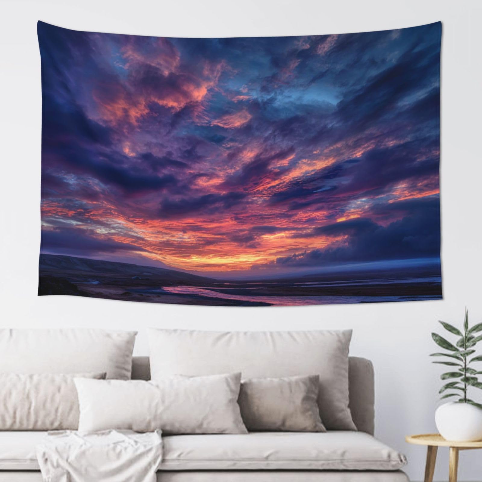 MXDLKSWPOH Tapestry 152x102 cm Art Wall Hanging for Living Room Modern Soft Aesthetic Tapestries Poster Iceland Sunset Tapestry Home Decoration Large Wall Tapestries for Bedroom Dorm Decor