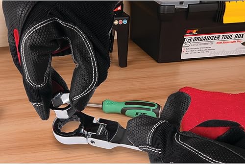 Miniatura 6 de Performance Tool W30648 - Juego de llaves de trinquete de cabeza flexible 7 en 1, 72 dientes, acero al cromo vanadio, perfil bajo, funda reutilizable