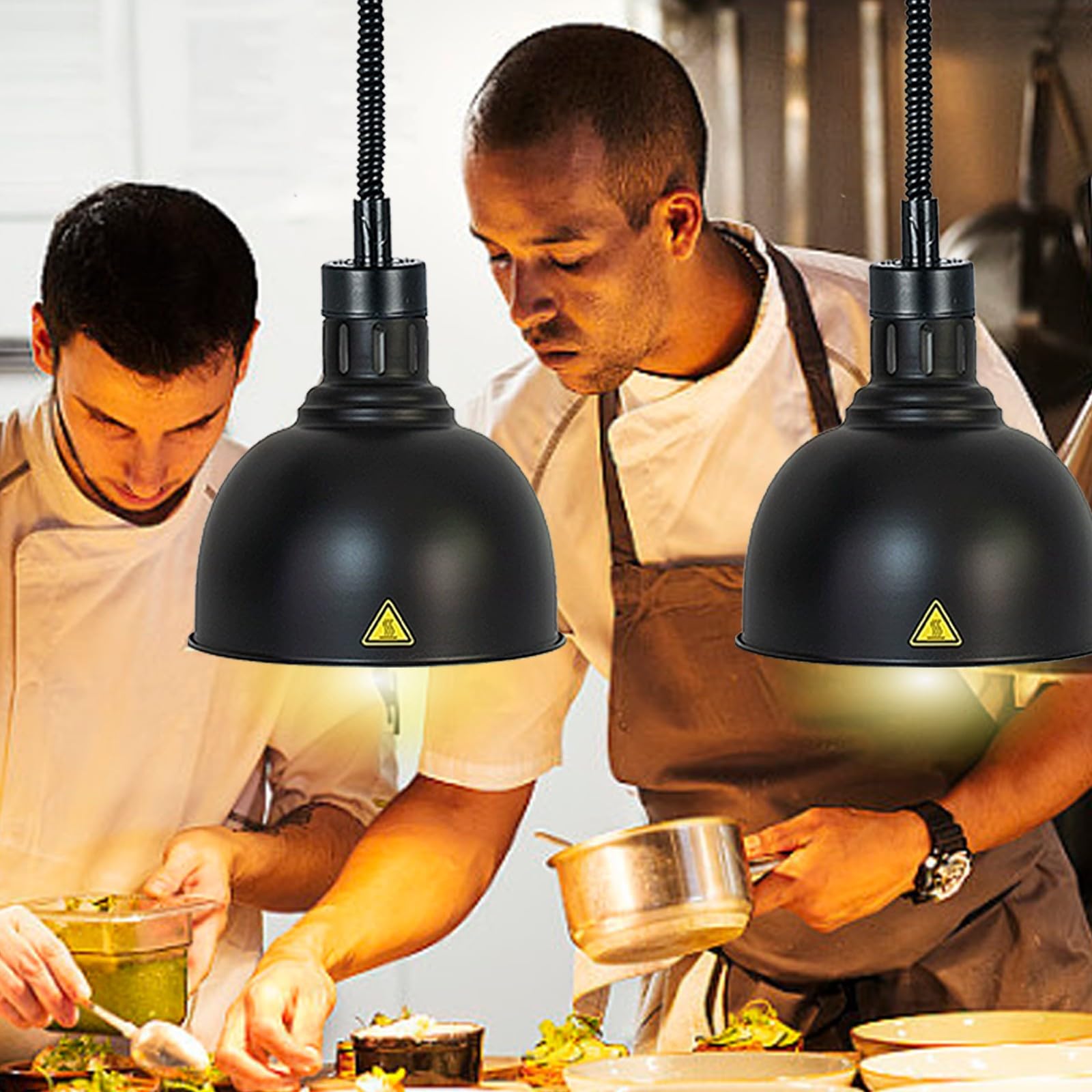 Professionale Lampade Riscaldanti Cucina, Altezza Regolabile (D, 2pcs) | Commerciale Lampade Scaldavivande, Lampada Riscaldante per Alimenti per Mantenere il Cibo Caldo, Lampadina da 250W