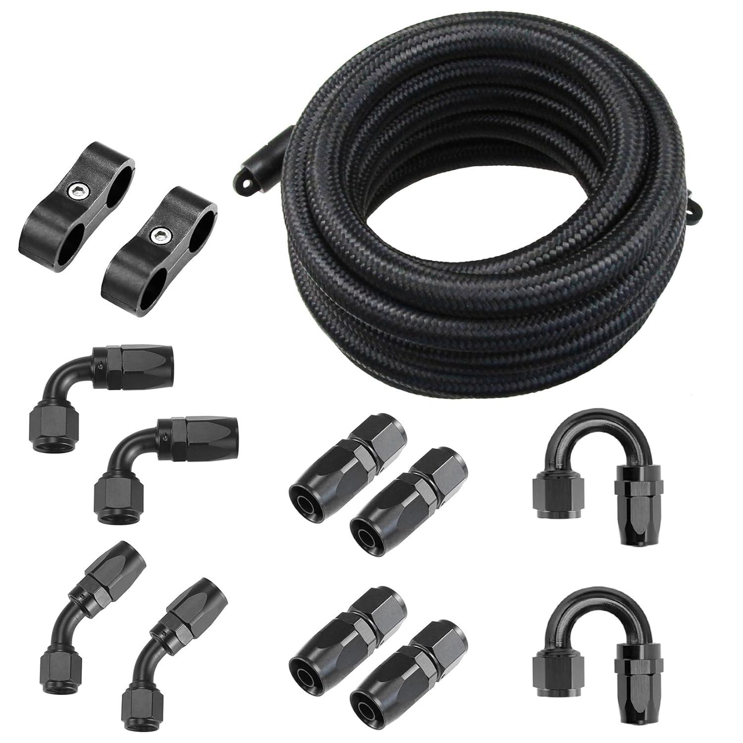 Mangueira de Combustível Ucreative 20FT 6AN Nylon Trançado Preto CPE Alta Performance ID 0,34” (8,7mm)