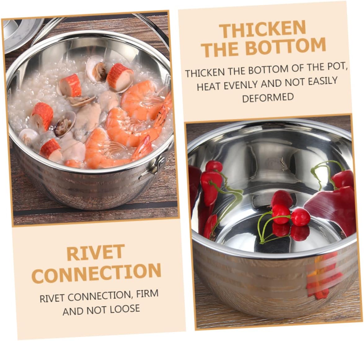 Stainless Steel Pot Cooking Pot for Camping High Heat to Use Handle Kitchen