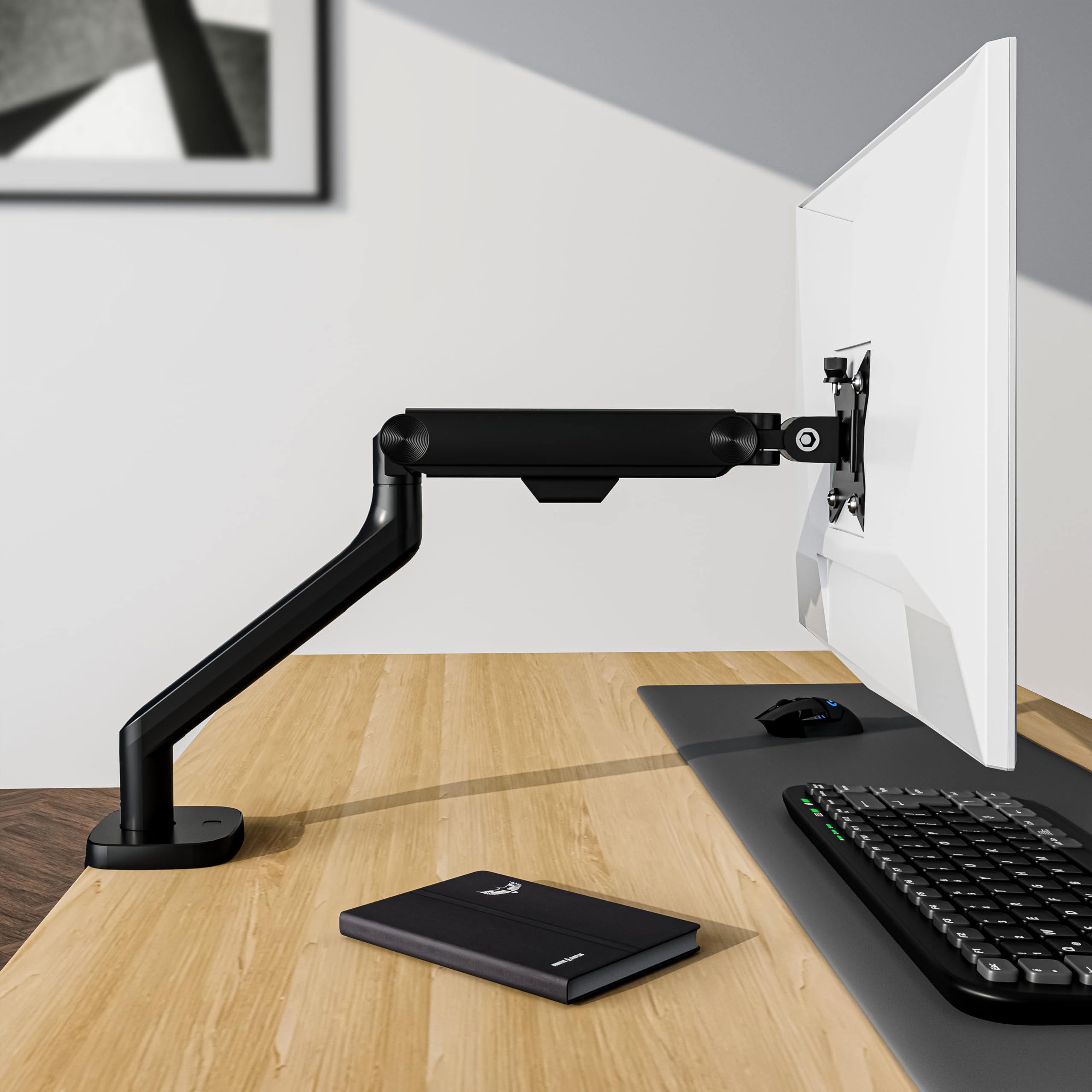ErgoYou Premium Gas Spring Adjustable Monitor Arm Stand VESA Mount - Weight Capacity 2-9 kgs - Supports 13-32" Screens - Height Adjustable Clamp & Grommet Mount - 360 Degree Rotation - G4 Series Black