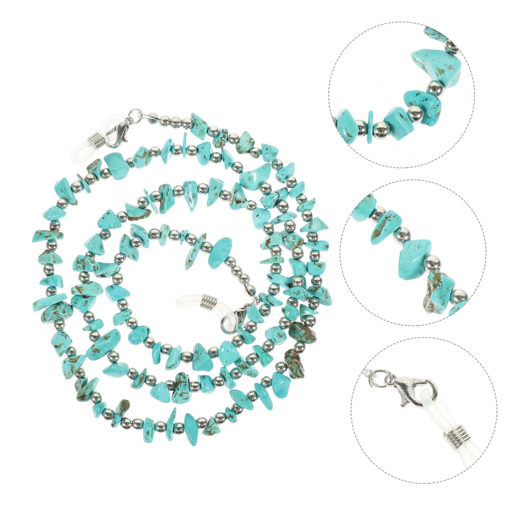 Yardenfun Turquoise Glasses Chain Reading Eyeglasses Holder Mouth Cover Lanyard Eyeglass Chains Holder Eyeglass Accessories Eyewear Retainer Chain Replacement Eyeglasses Straps Alloy