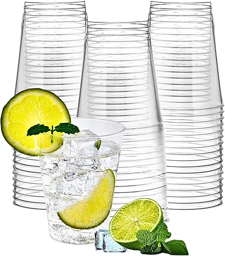 Green Direct Vasos de plástico transparente de 10 onzas  Paquete de 100 vasos de vino desechables, vasos de fiesta, vasos para beber, vasos de