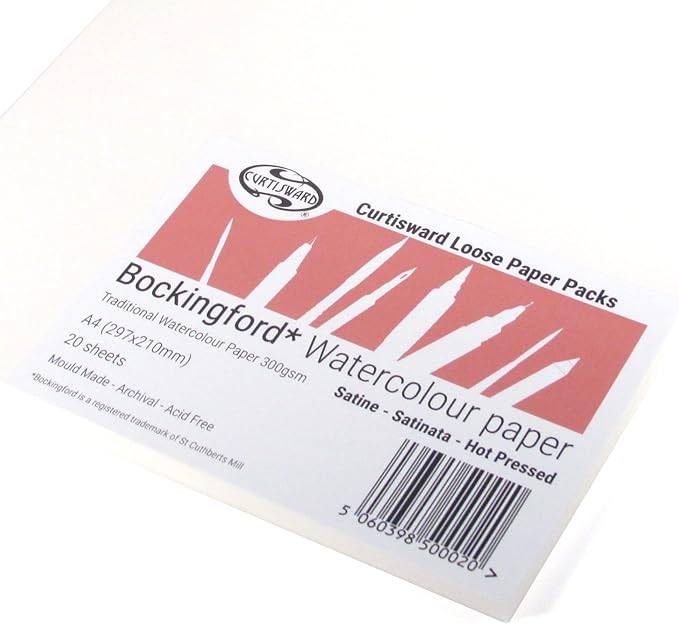 Bockingford Artists Hot Pressed Watercolour Paper A4 Pack 20 Sheets 300g Curtisward Pack