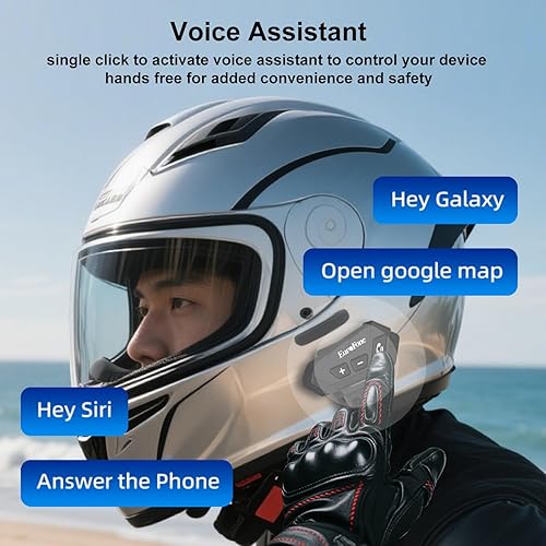 Miniatura 3 de EuroFone Auriculares Bluetooth S21 para motocicleta, altavoz y micrófono, estéreo de alta fidelidad, cancelación de ruido, impermeable IP67,