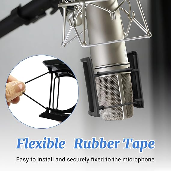 Microphone Pop Filter for HyperX Windscreen Cover Mic Shield Mask Triple Layer U-Shaped Microphone WindShield for Vocal Recording Streaming Dubbing Singing Compatible with HyperX QuadCast 2 USB Mic
