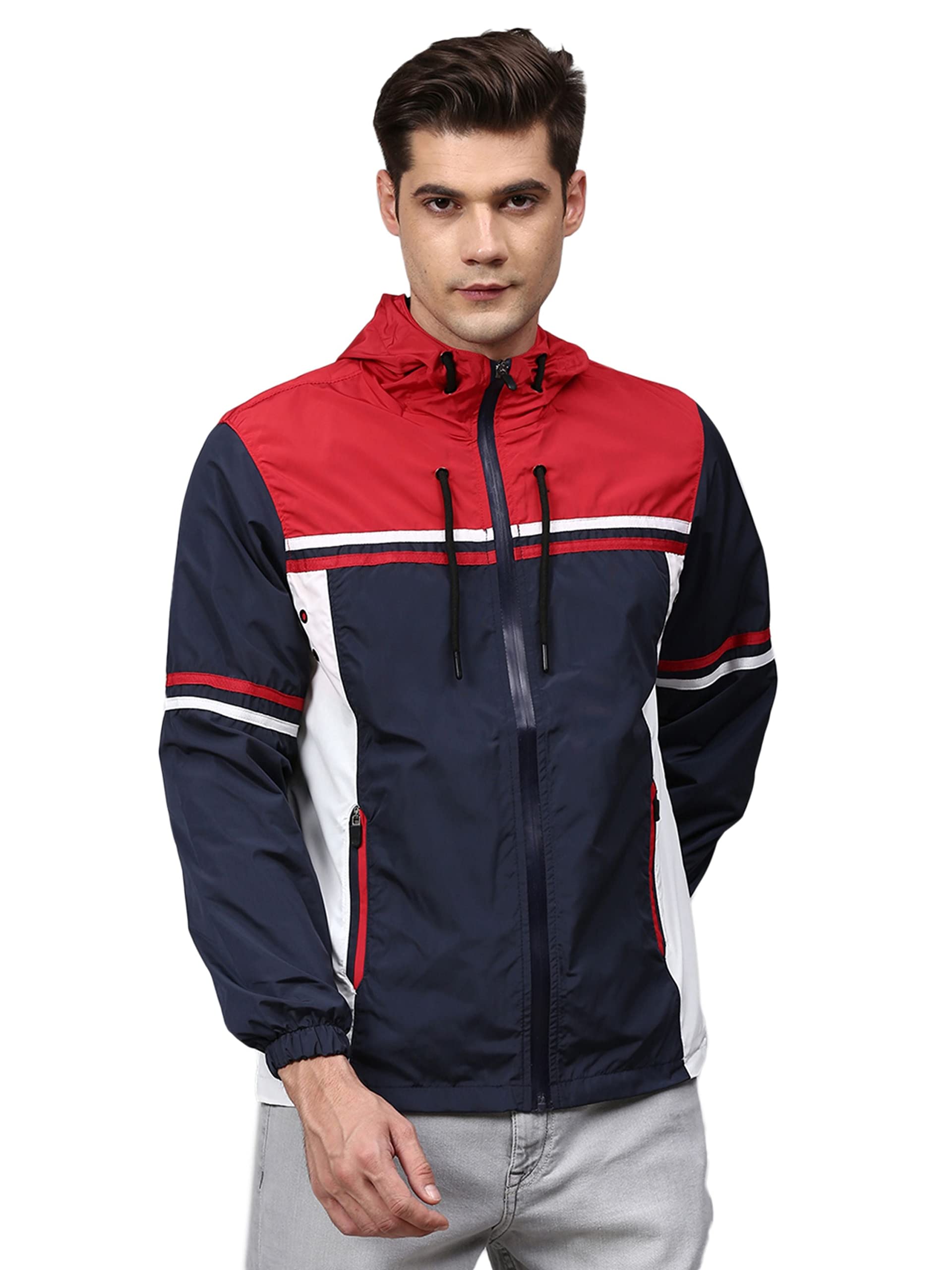 Men's Zip-Front Jacket With Insert Pocket For Casual Wear | Hooded Neck | Long Sleeve | Zipper Closure | Polyester Jacket Crafted With Comfort Fit For Everyday Wear-image-15