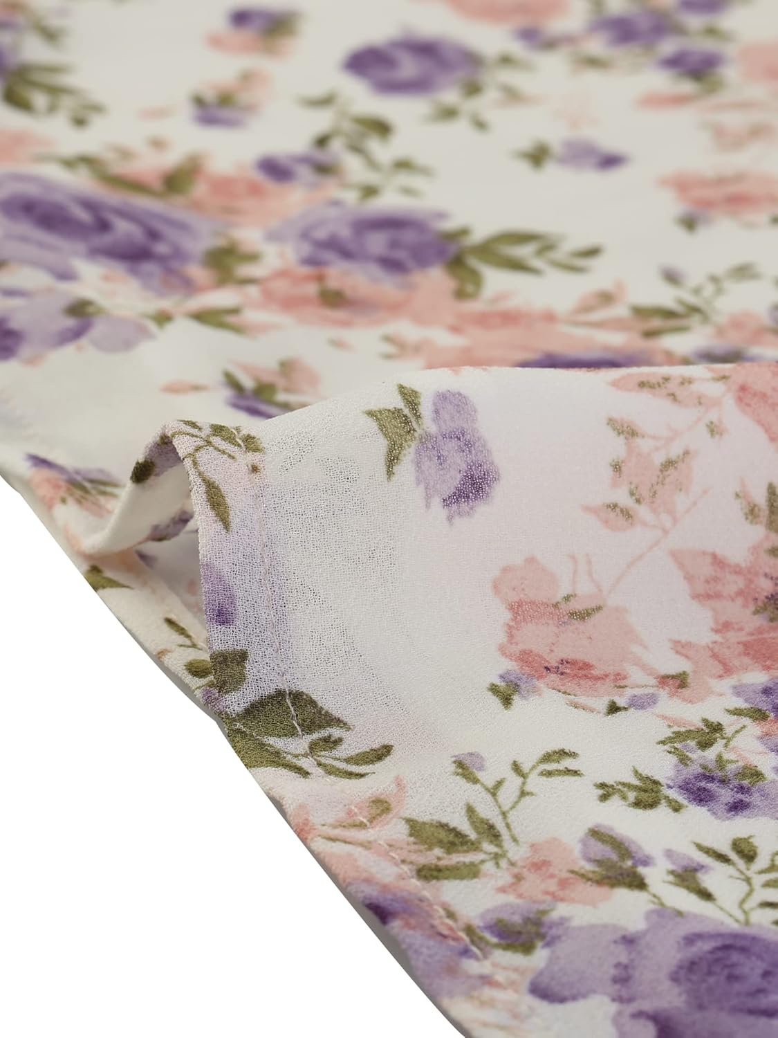 Allegra K Women's Chiffon Floral Short Sleeve Ruffled Trim Blouse Top - Image 5