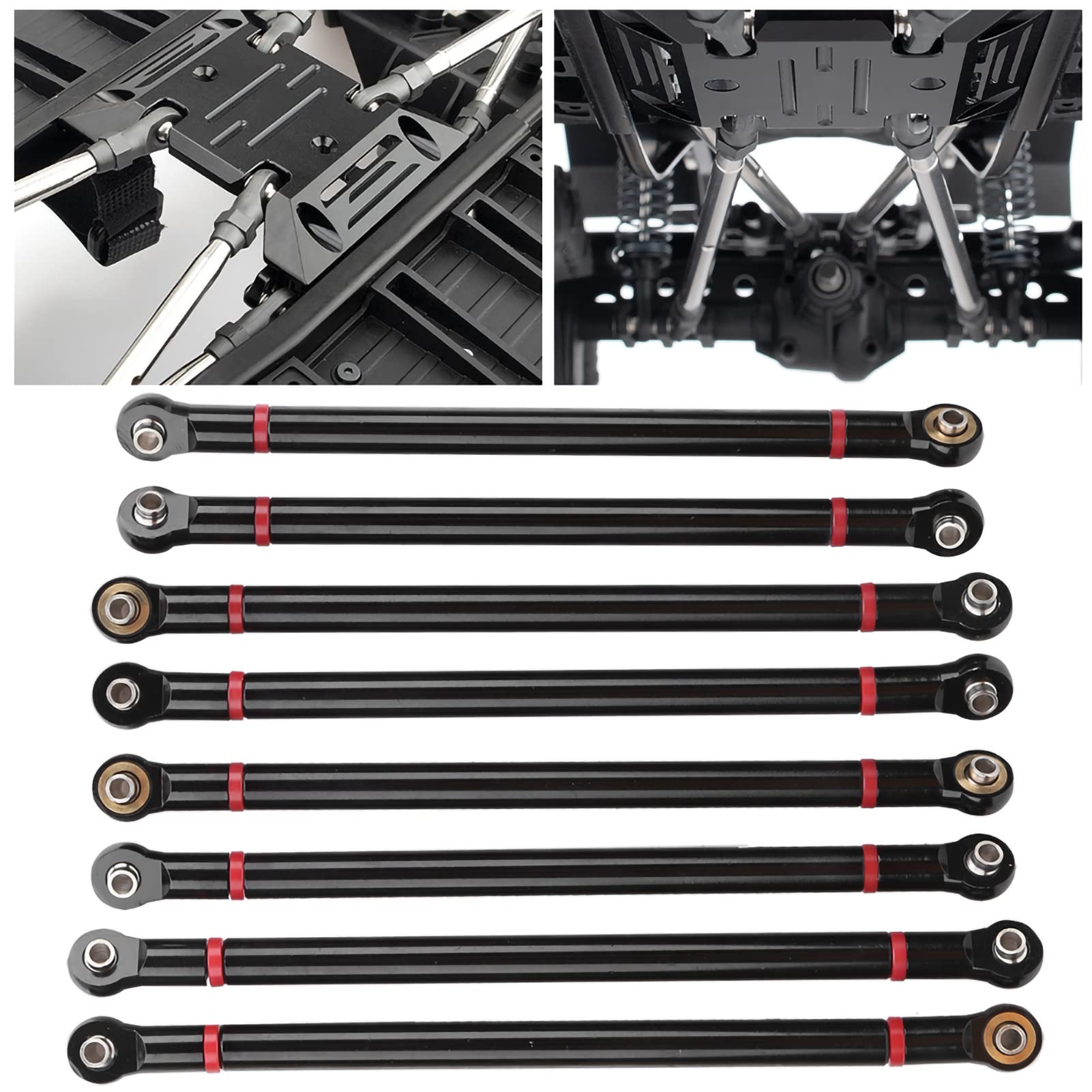 Asixxsix Tiranti di Collegamento RC, Telaio in Lega di Alluminio con Passo da 313 mm, Barra di Collegamento Superiore e Inferiore per Auto cingolate RC Axial SCX10 in Scala 1/10, 8 Pezzi