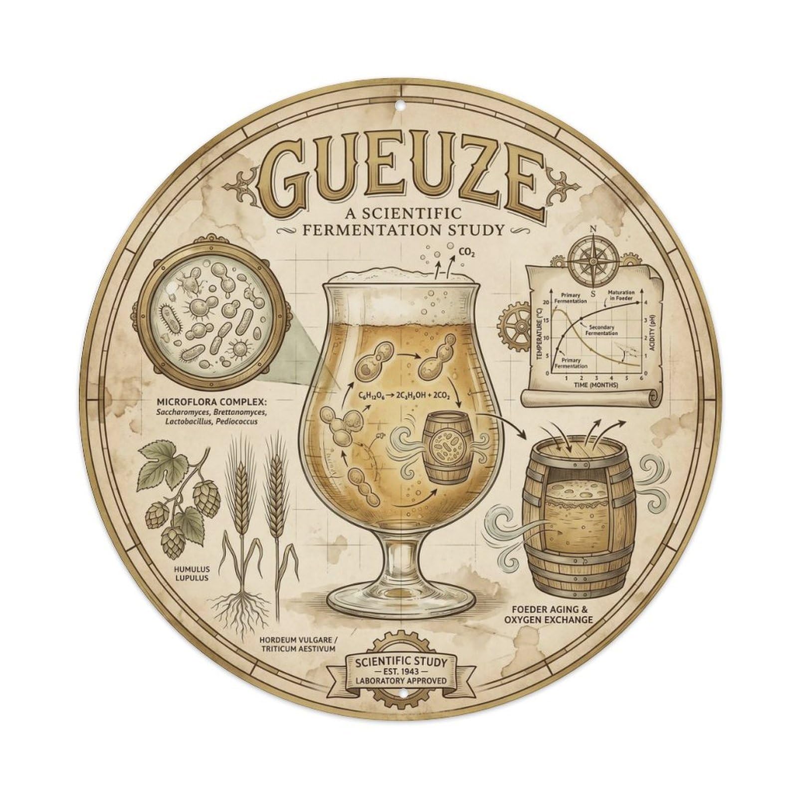 Gueuze Sour Beer Lambic Belgian Brewery Culture Retro Metal Tin Sign