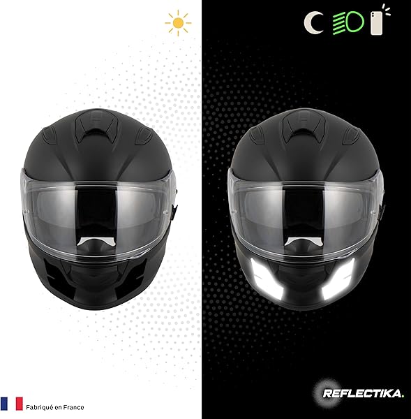 Kit Spécial Autocollants Stickers Réfléchissants pour Casque Moto Scorpion Kit Universel - Adhésif Noir de Signalisation Homologués Normes Française - Visibilité de Nuit - 3