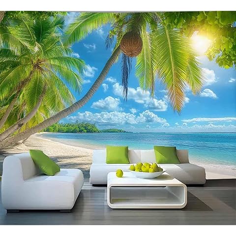 FENDROM Summer Beach Theme Tapestry Wall Hanging Palm Trees Ocean Sea Beach Wave Scenery Wall Art Tropical Nature Tapestries Holiday Home Decor for Bedroom Living Room