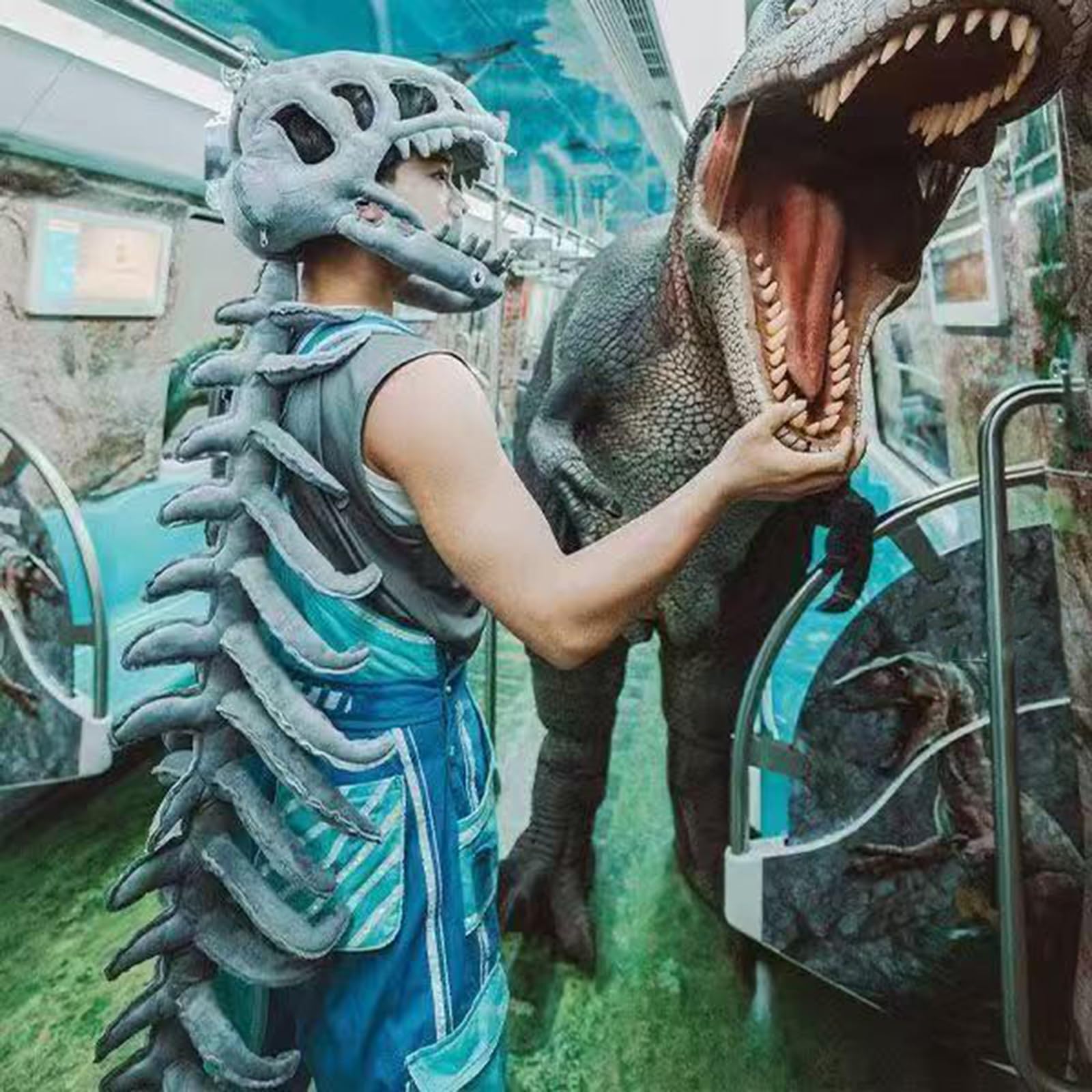 Disfraz de esqueleto de dinosaurio 3D para Halloween (90 cm)