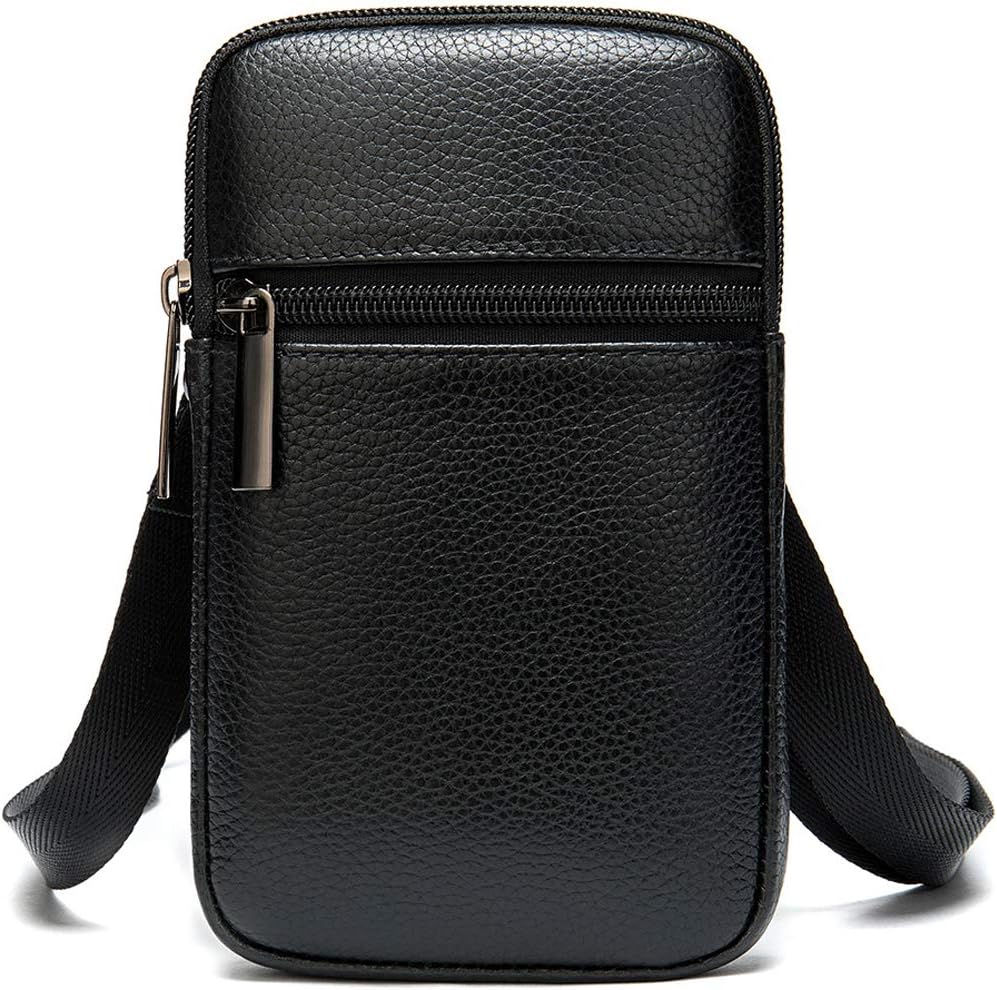 Men's Smartphone Shoulder Bag, Leather Mobile Phone Belt Cover, Multi Pockets Wallet Phone Waist Bag Carrying Pouch Case Waist Pouch Case Waist Pouch Case Waist Bag Shoulder Pouch, Black