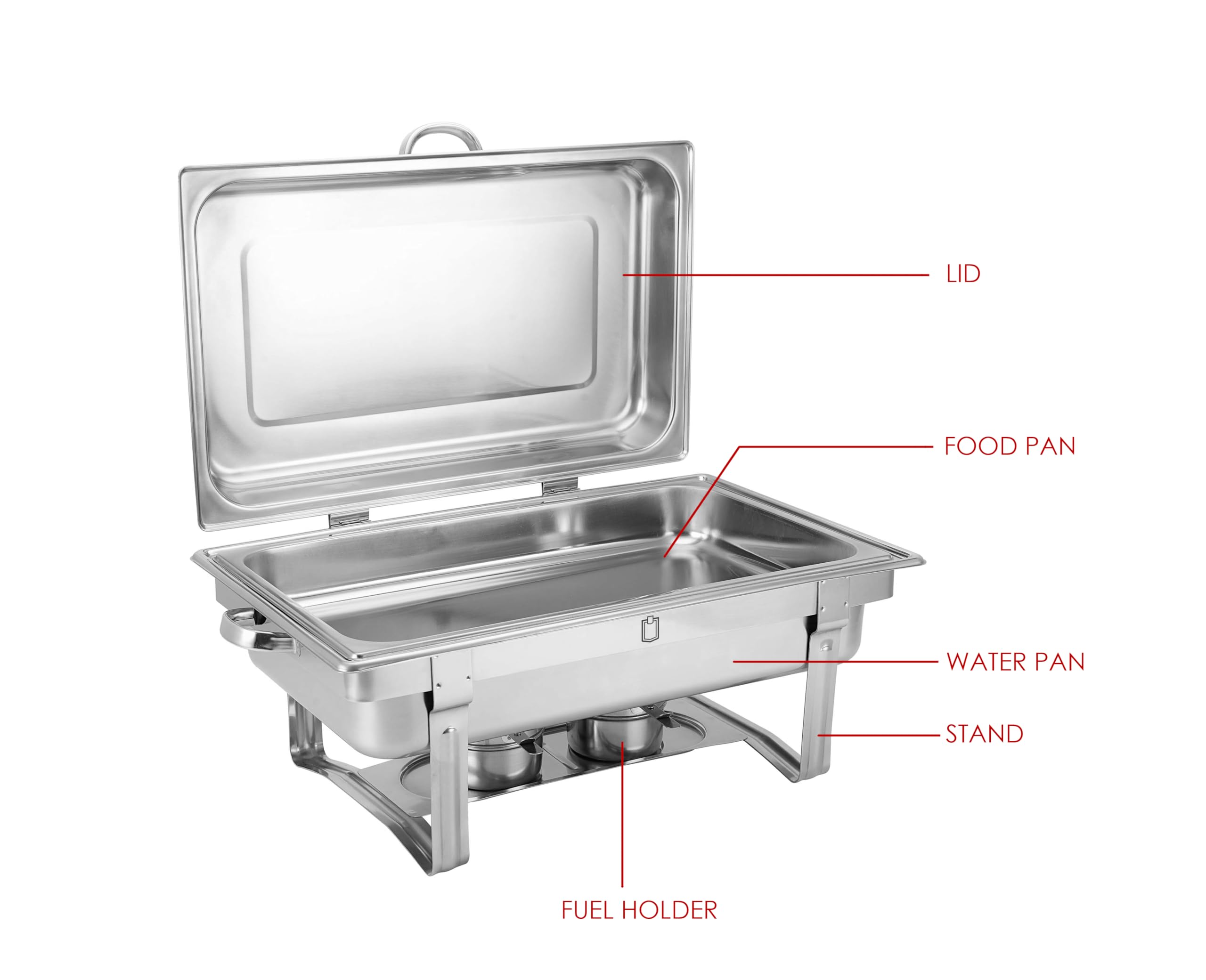 METRO - Scaldavivande professionale con coperchio a cerniera, Chafing Dish 1/1 G1, contenitore termico per buffet e buffet