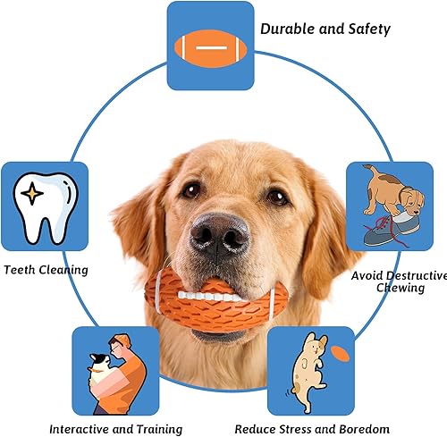 Miniatura 2 de Juguetes para perros, juguetes chirriantes para mascotas, fútbol flotante de goma, interactivos y de entrenamiento, juguetes masticables duraderos