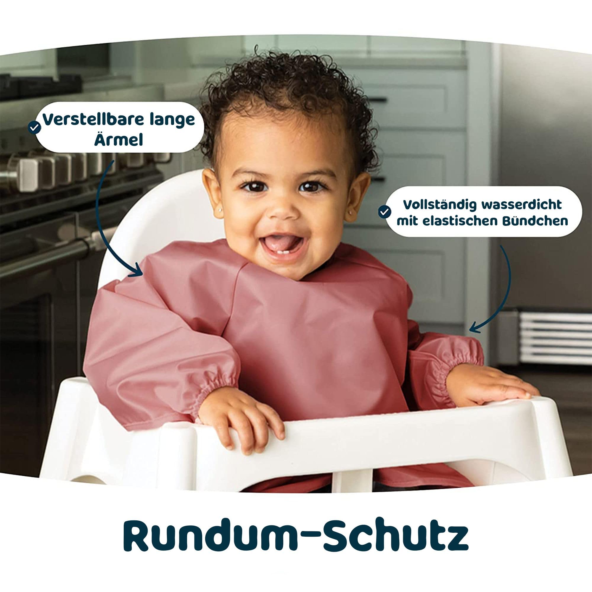 Tiny Twinkle Schmutzfestes Baby-Lätzchen, 2pk – Leichtes Kleinkind-Lätzchen – Lätzchen für Babygeführtes Abstillen, Pflegeleicht & Maschinenwaschbar mit Ärmeln