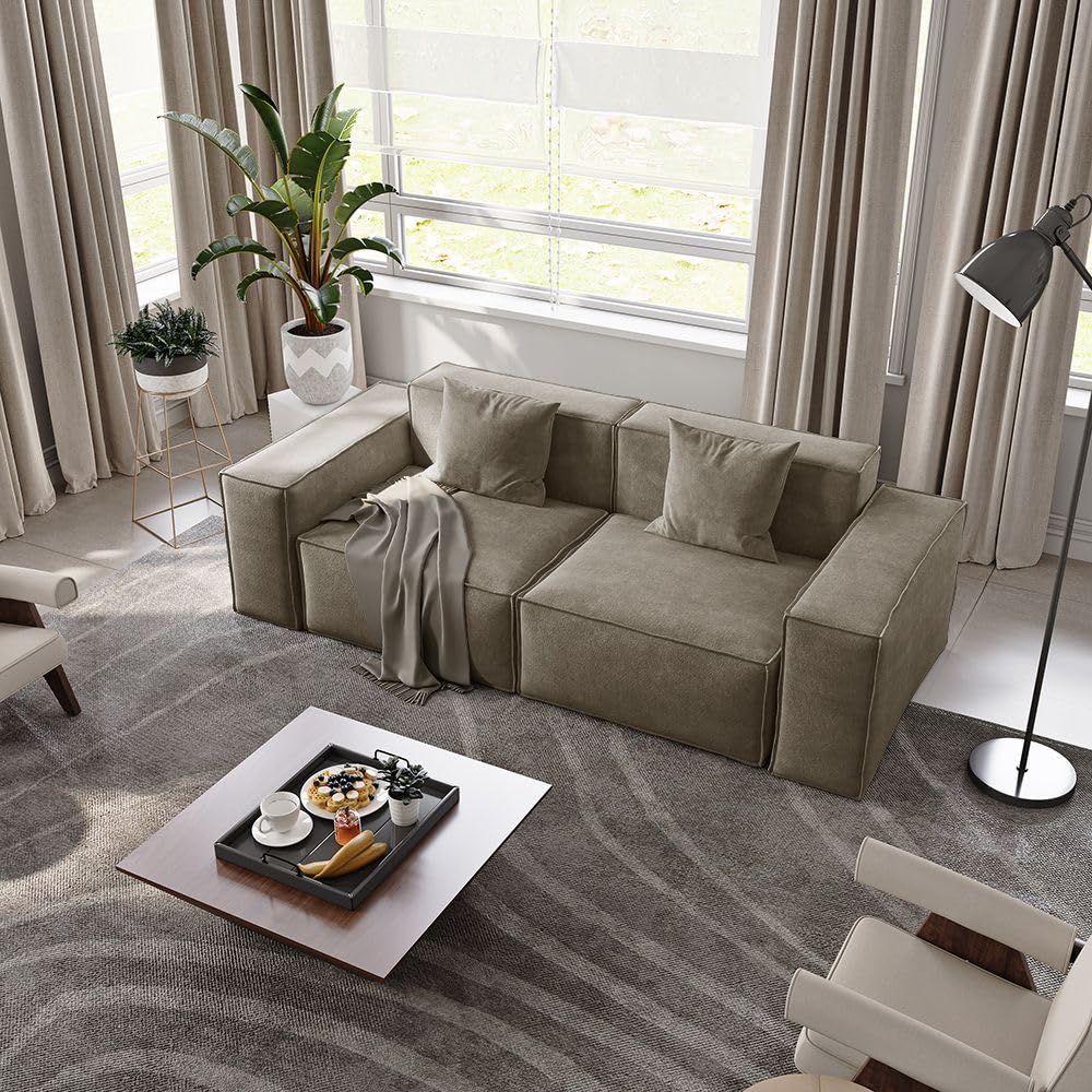 210 cm Nowoczesna sofa Modu Oversize'owa kanapa i sofa typu loveseat, sofa z głębokim siedziskiem do salonu i biura, wygodne futro 2-osobowe