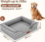 AUSCAT Orthopedic Dog Bed for Meduim Dog, Memory Foam Dog Bed with Waterproof Lining, Three-Sided Bolster Cushion with Removable Washable Cover, 88L x 64W x 20H cm Gray