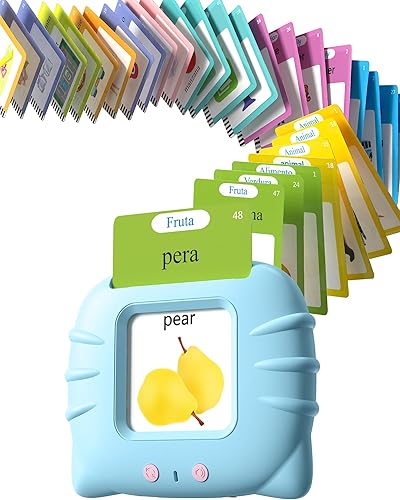 Tarjetas didácticas bilingües Montessori en español e inglés para niños de 1 a 3 años, terapia del habla de bolsillo con 512 palabras, aprendizaje