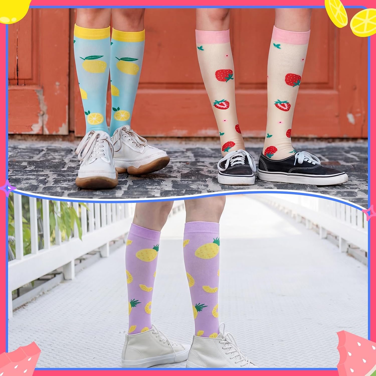 6/8 Pairs Compression Socks for Women Men Wide Calf Knee High Support Compression Socks for Circulation Support