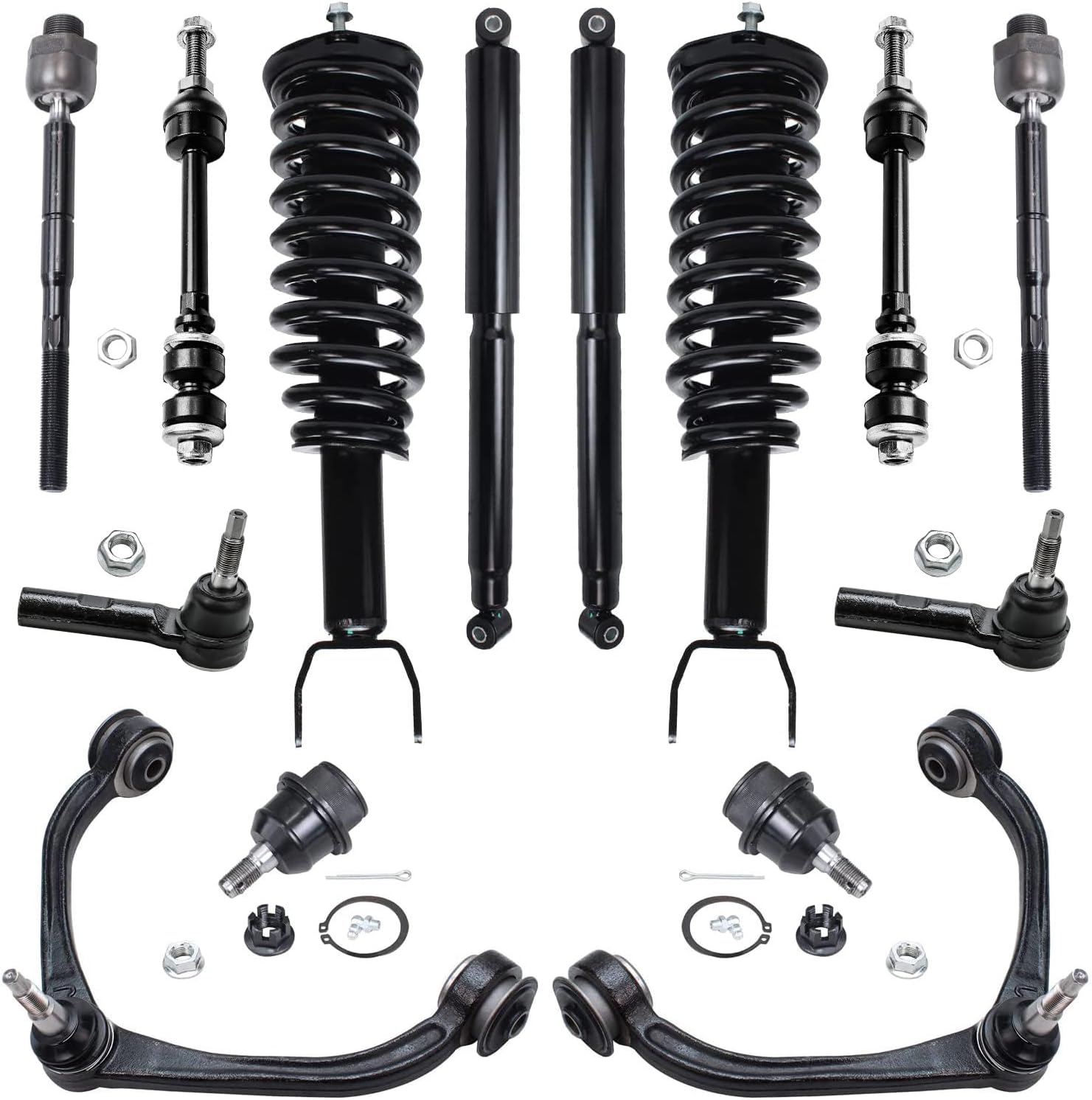 Detroit Axle 14-Piece Front Suspension Kit for 2005–2009 Dodge Dakota / 2006–2009 Mitsubishi Raider (2WD)