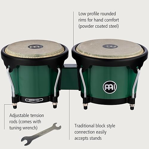 Miniatura 16 de Meinl Percussion HB100SNT-M bongós de madera natural de 6 3/4 y 8 pulgadas, Negro