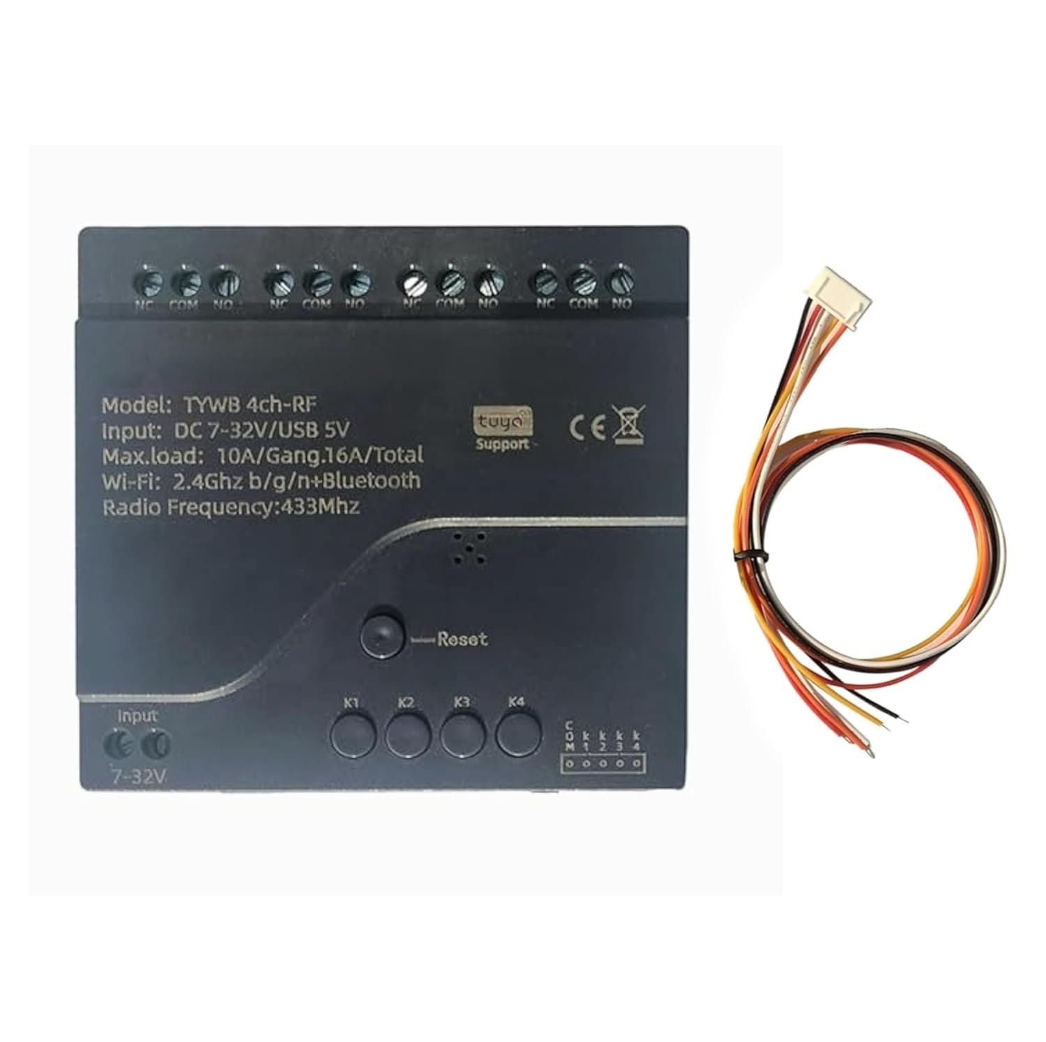 Tuya WiFi Smart 4 Channel 7-32V Relay Switch Module,Dry Contact,Passive Output,Wireless Relay Controller with External Switch Pin,Compatible with Alexa Google Home