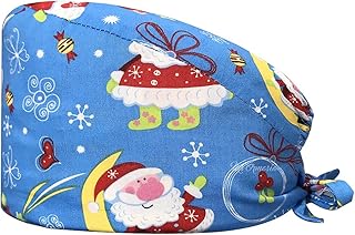 New Unisex Cotton Cartoon Christmas Print Scrub Hat Adjustable Scrubs Cap Beauty Salon Frosted Cap Laboratory Pet Shop Scrub Cap (SD006)