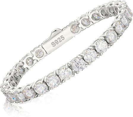 TUHE Moissanite Tennis Bracelet for Women Men 1.92-2.52Carats Moissanite Bracelet 18K White/Yellow Gold Plated 925 Sterling Silver Bracelets 2MM D Color VVS1 Round Brilliant Cut Bracelets 6.5-8.5Inch