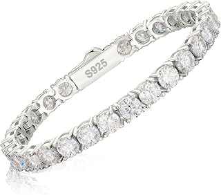4.8-21Carats Moissanite Tennis Bracelet Simulated Diamond Bracelets for Women 18K White Gold Plated 925 Sterling Silver Men's Bracelet 3/4/5MM D Color VVS1 Round Brilliant Cut Lab Created Moissanite Classic Bracelet Charm