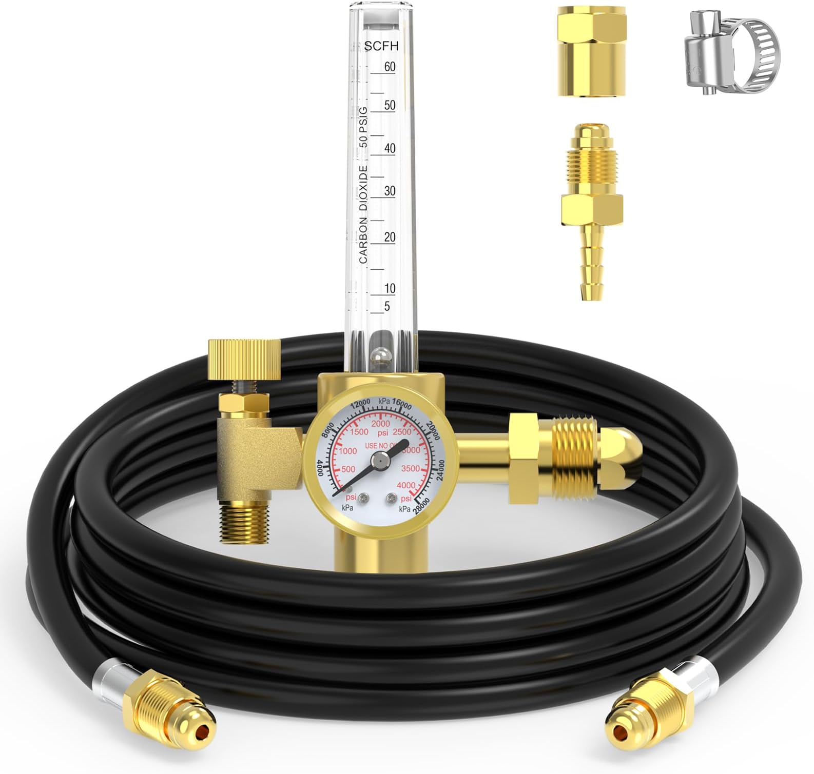 YESWELDER Welding Gas Regulator Flow Meter with Gas Hose, Leak-Proof Argon CO2 Pressure Gauge with Universal Multi-Interface, Suitable for MIG TIG Welding Machines